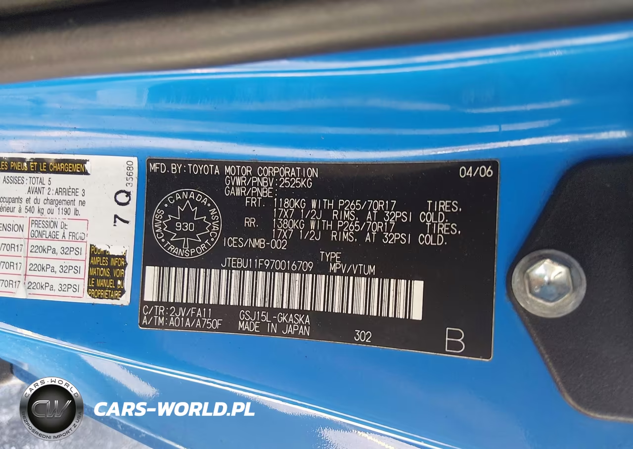 2007 Toyota Fj Cruiser VIN:JTEBU11F970016709 - 9
