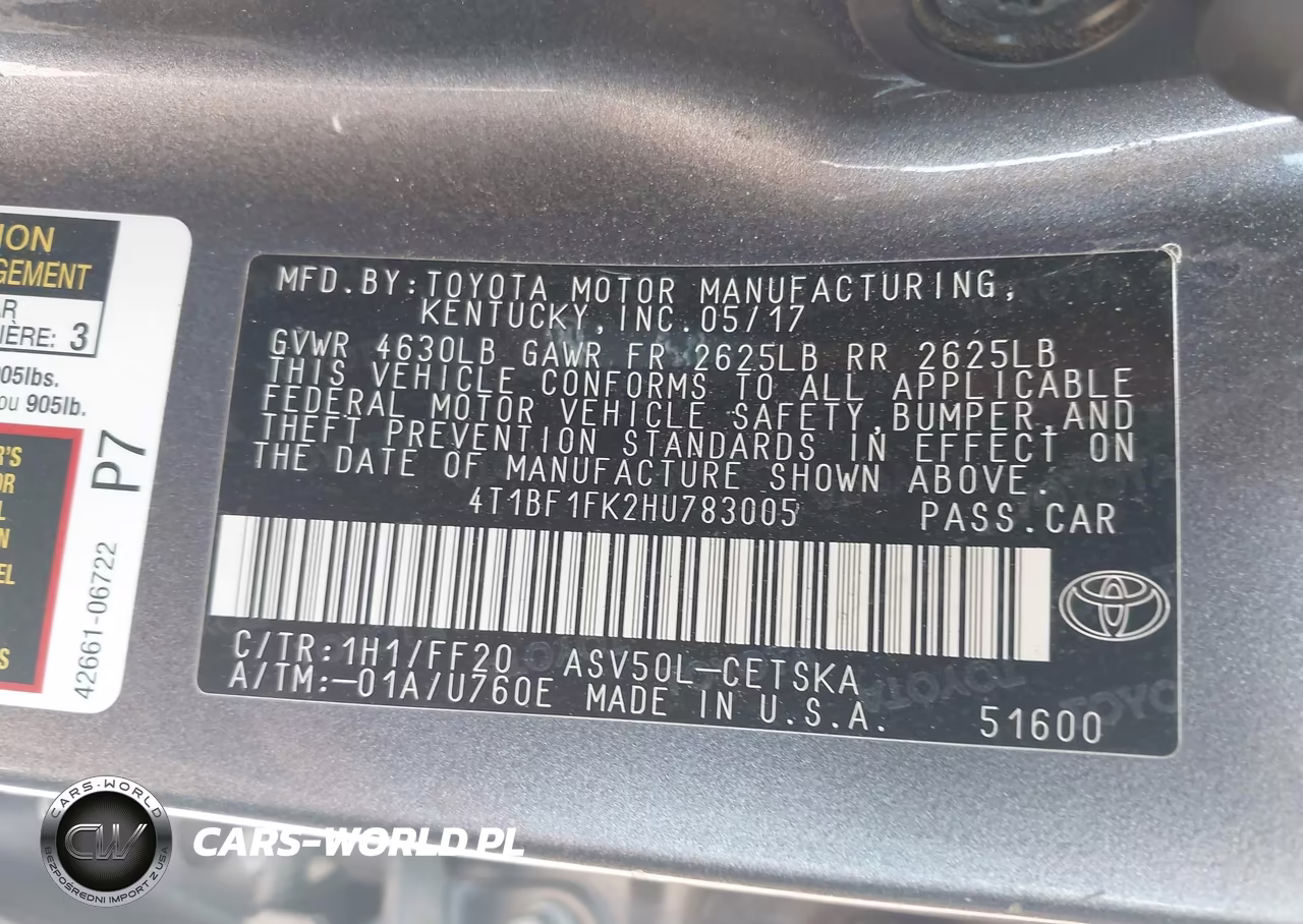 2017 Toyota Camry Se VIN:4T1BF1FK2HU783005 - 9