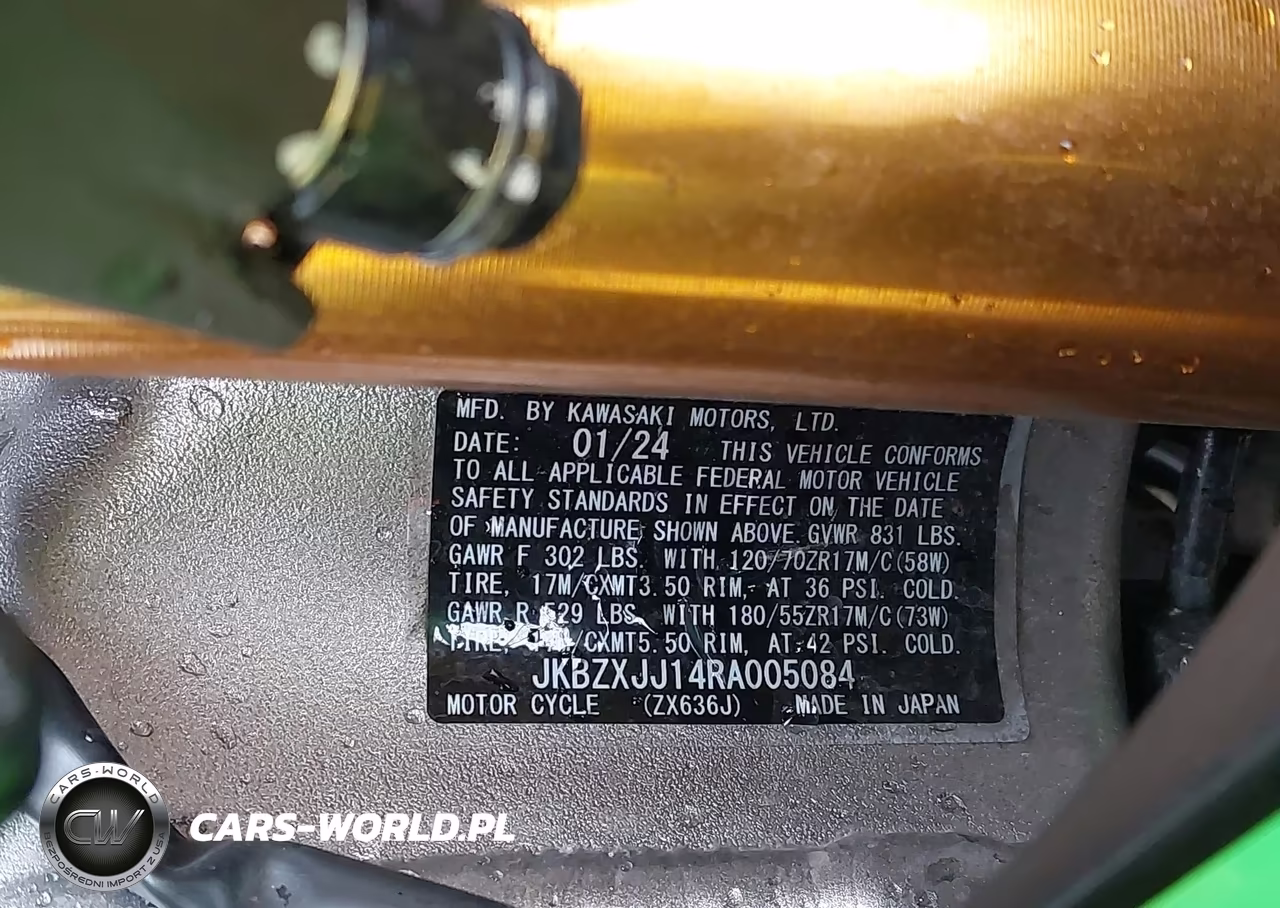 2024 Kawasaki Zx636 K VIN:JKBZXJJ14RA005084 - 10