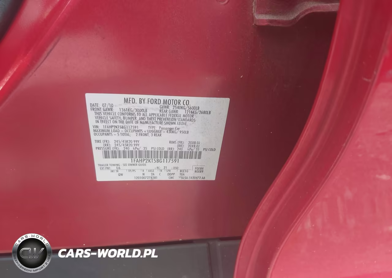 2011 Ford Taurus Sho VIN:1FAHP2KT5BG117591 - 9