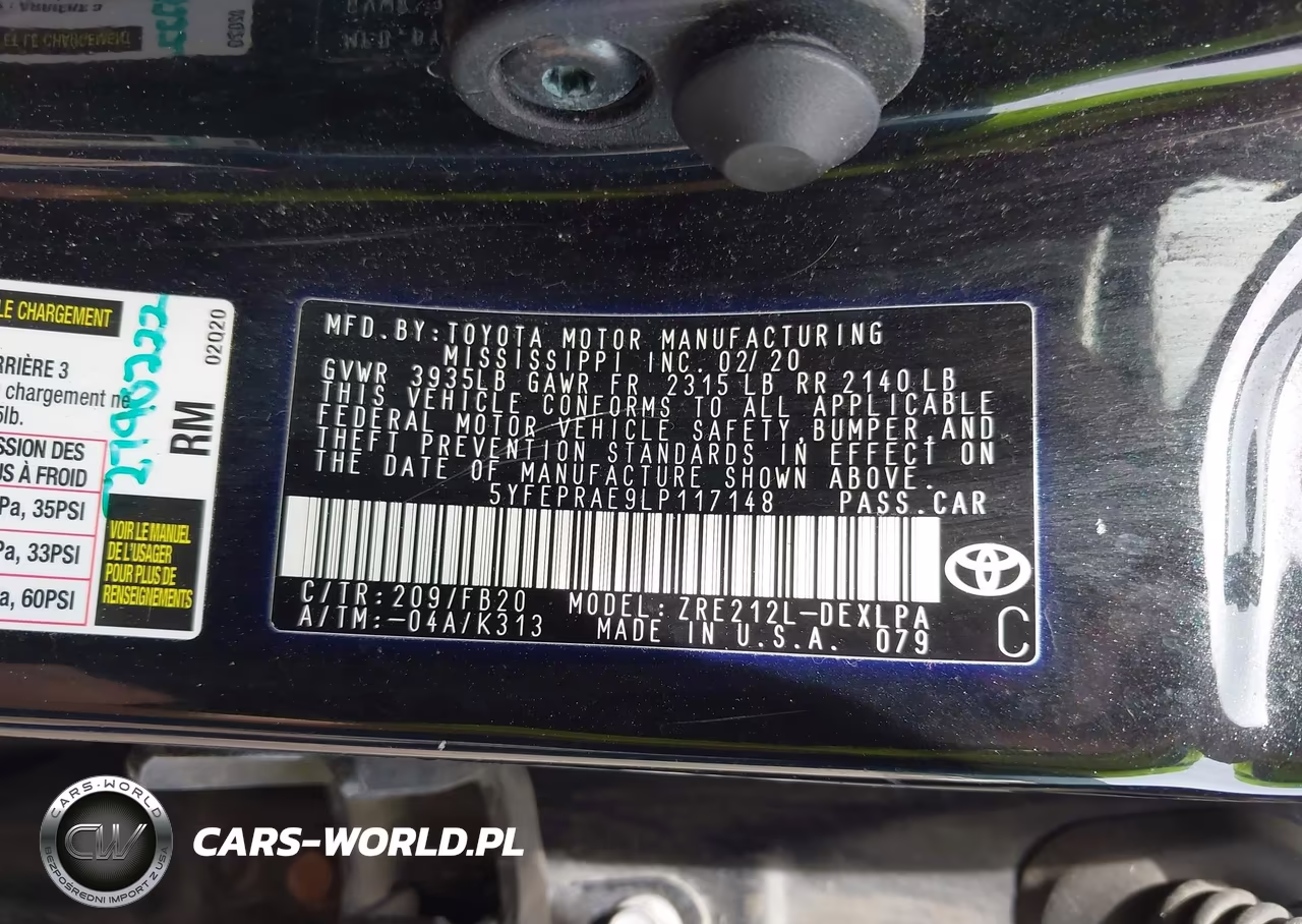 2020 Toyota Corolla Le VIN:5YFEPRAE9LP117148 - 9