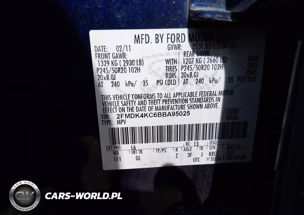 2011 Ford Edge Limited VIN:2FMDK4KC6BBA95025 - 9