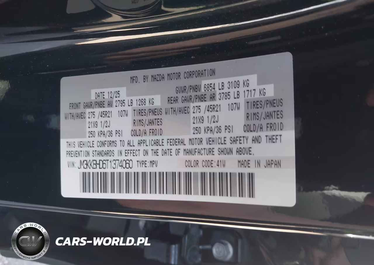 2026 Mazda Cx-90 3.3 Turbo Preferred VIN:JM3KKBHD6T1374060 - 9