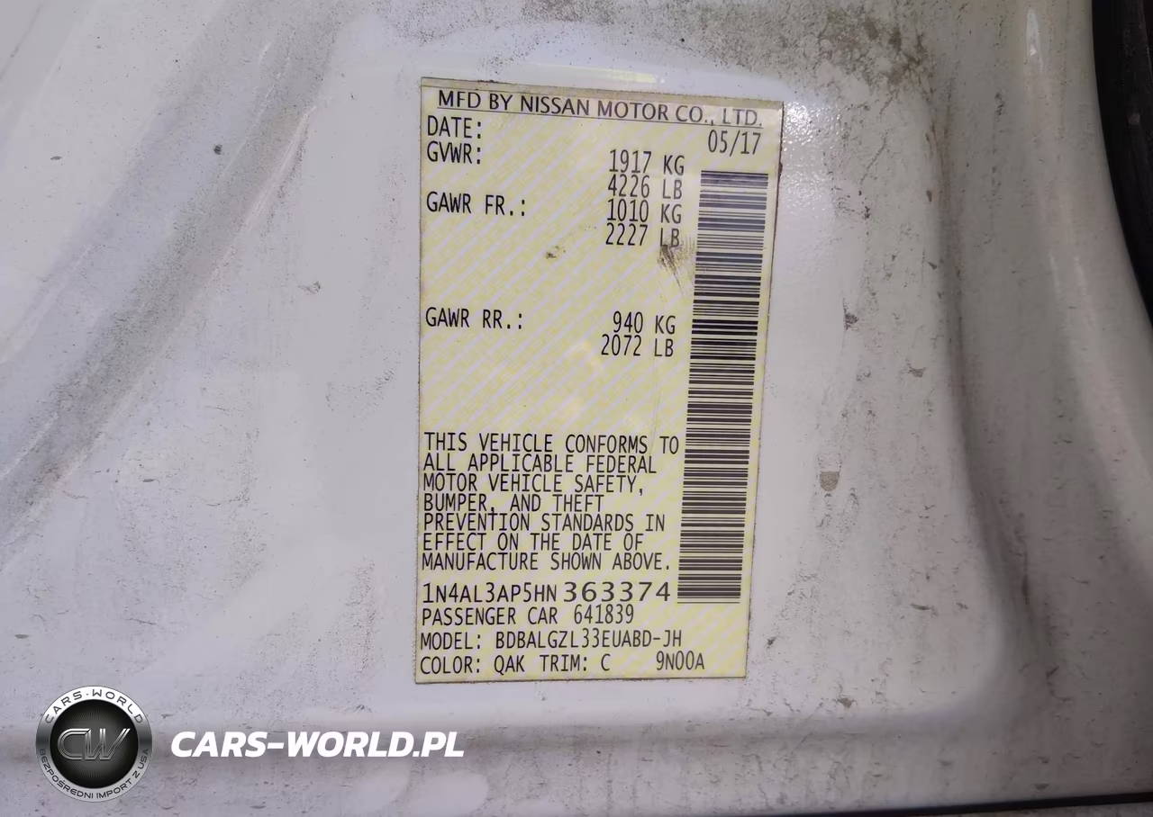 2017 Nissan Altima 2.5 S VIN:1N4AL3AP5HN363374 - 9