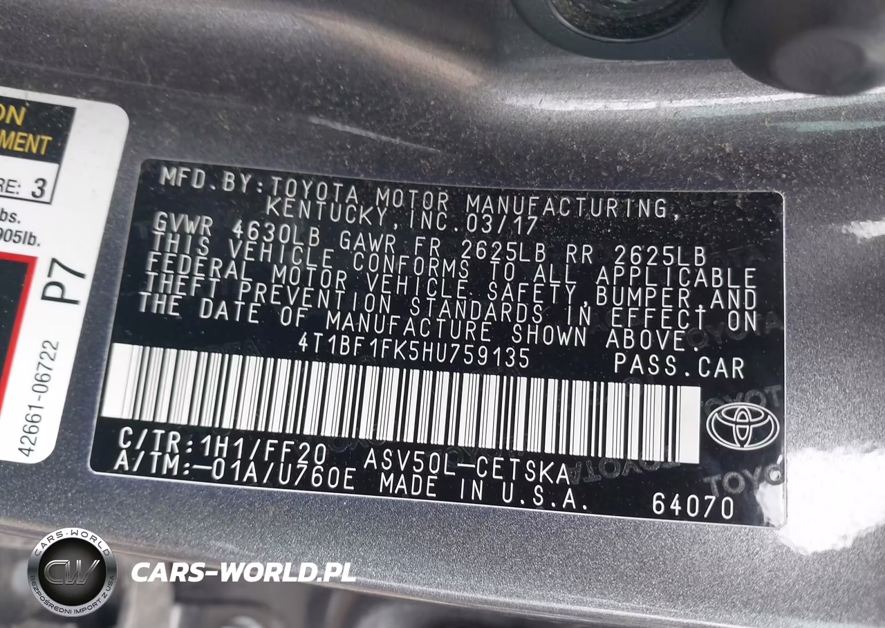 2017 Toyota Camry Se VIN:4T1BF1FK5HU759135 - 9