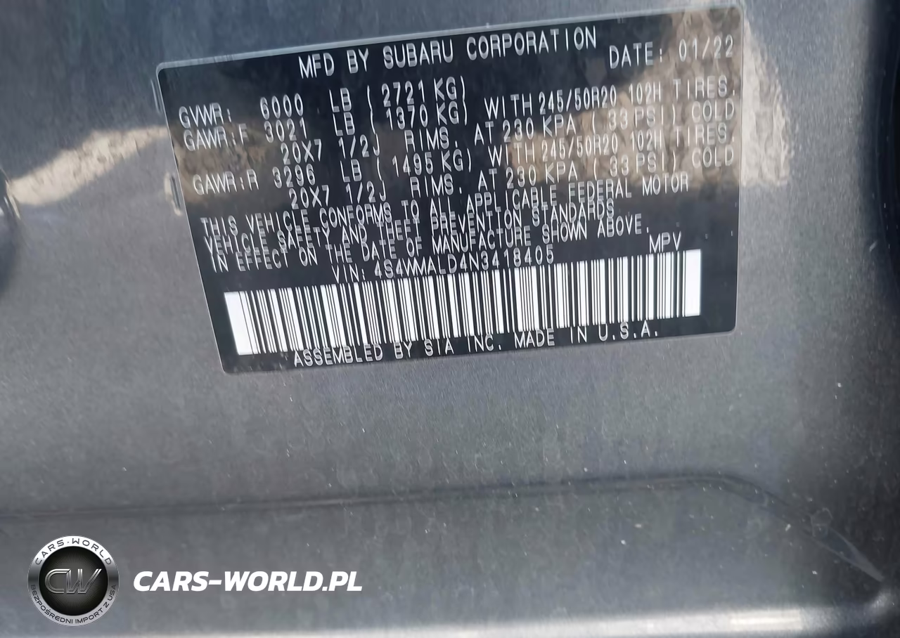 2022 Subaru Ascent Limited VIN:4S4WMALD4N3418405 - 9