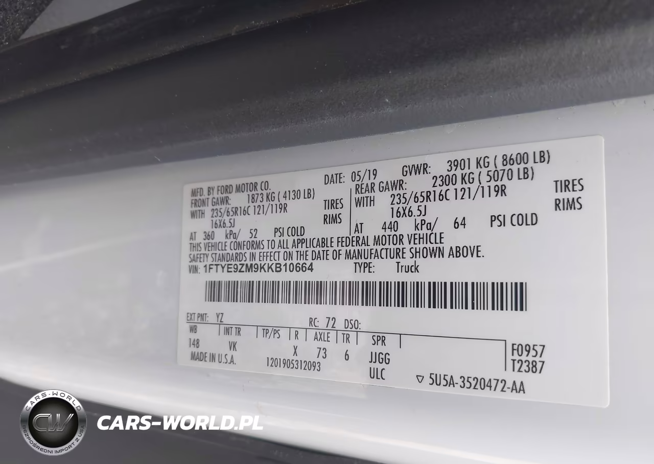 2019 Ford Transit-150 VIN:1FTYE9ZM9KKB10664 - 9