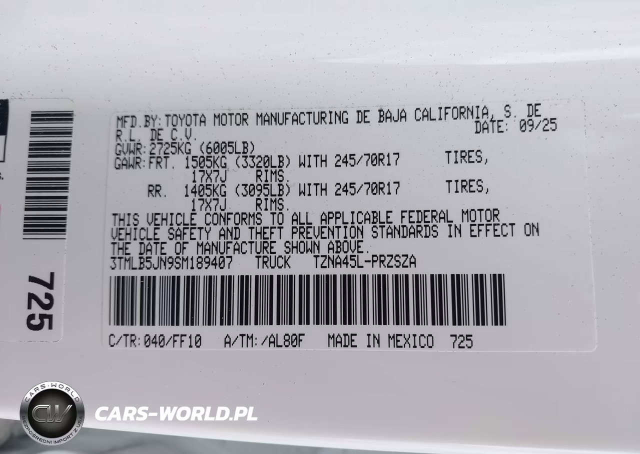 2025 Toyota Tacoma Sr5 VIN:3TMLB5JN9SM189407 - 9