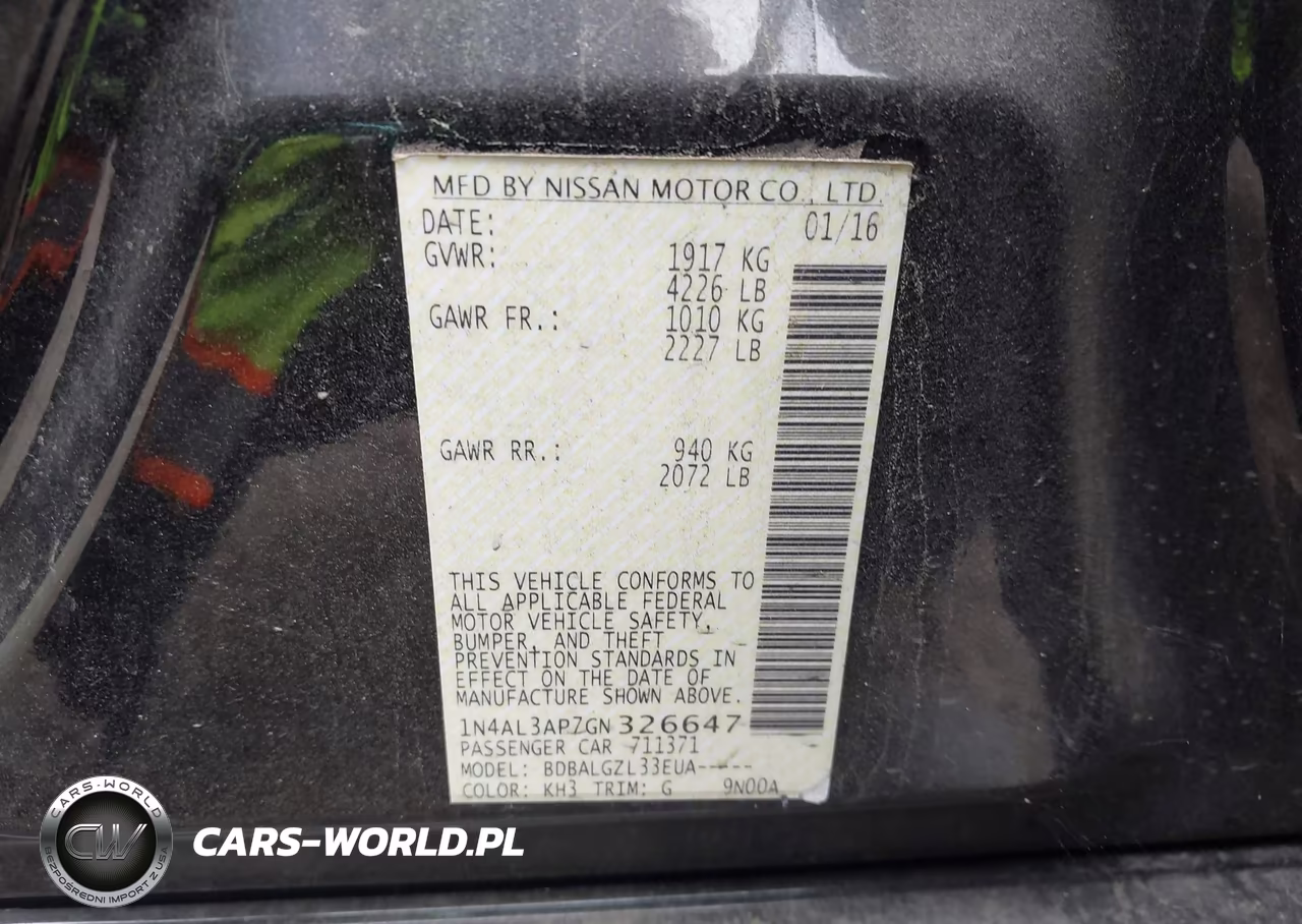 2016 Nissan Altima 2.5-2.5 S-2.5 Sl-2.5 Sr-2.5 Sv VIN:1N4AL3AP7GN326647 - 9