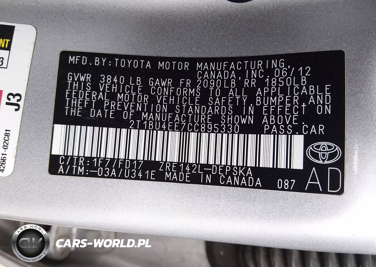 2012 Toyota Corolla S VIN:2T1BU4EE7CC895330 - 9