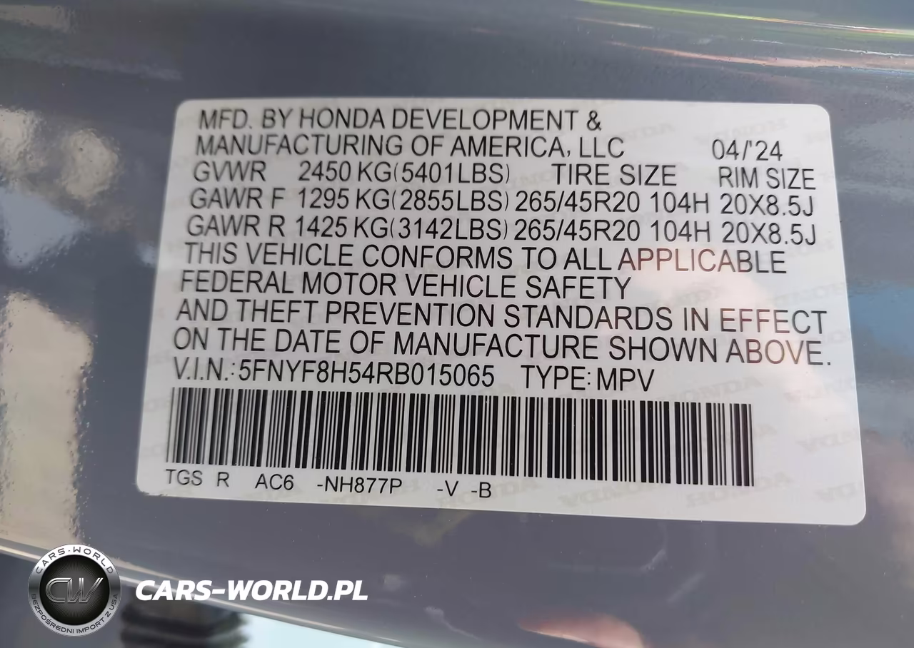 2024 Honda Passport Awd Ex-L VIN:5FNYF8H54RB015065 - 9