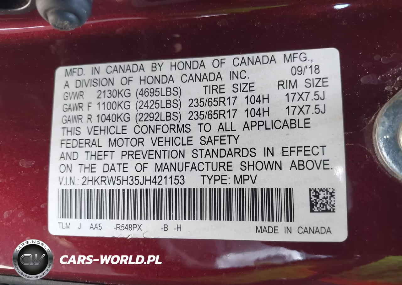 2018 Honda Cr-V Lx VIN:2HKRW5H35JH421153 - 9