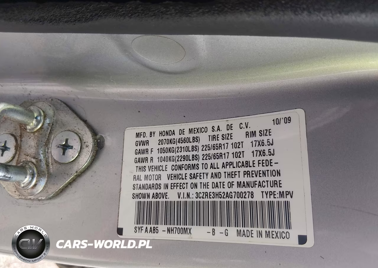 2010 Honda Cr-V Ex VIN:3CZRE3H52AG700278 - 9
