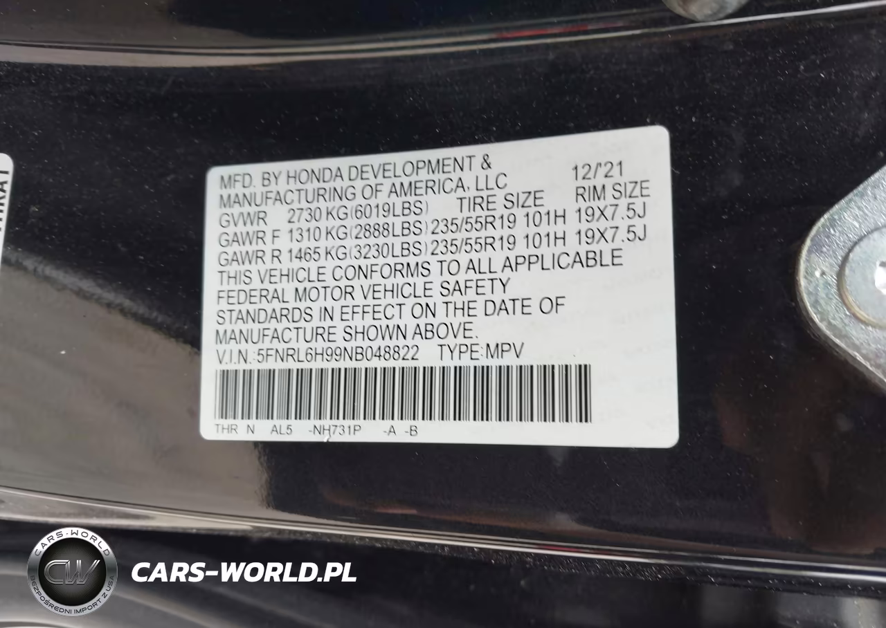 2022 Honda Odyssey Elite VIN:5FNRL6H99NB048822 - 9