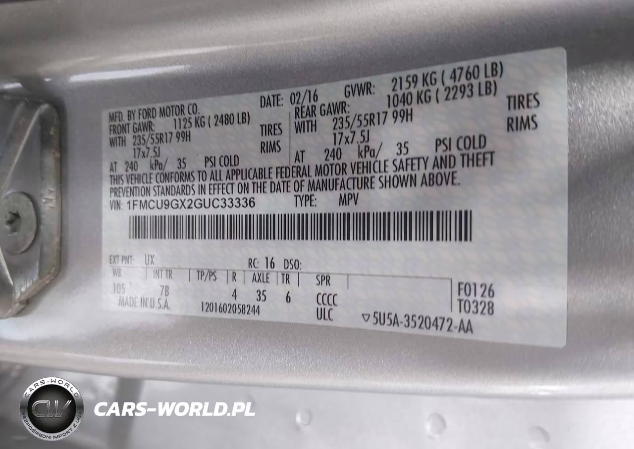 2016 Ford Escape Se VIN:1FMCU9GX2GUC33336 - 9