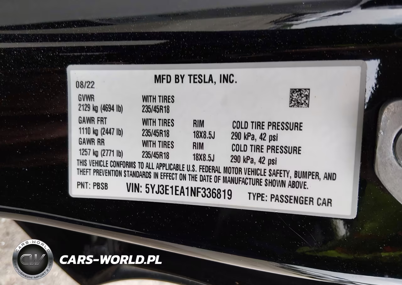 2022 Tesla Model 3 Rear-Wheel Drive VIN:5YJ3E1EA1NF336819 - 9