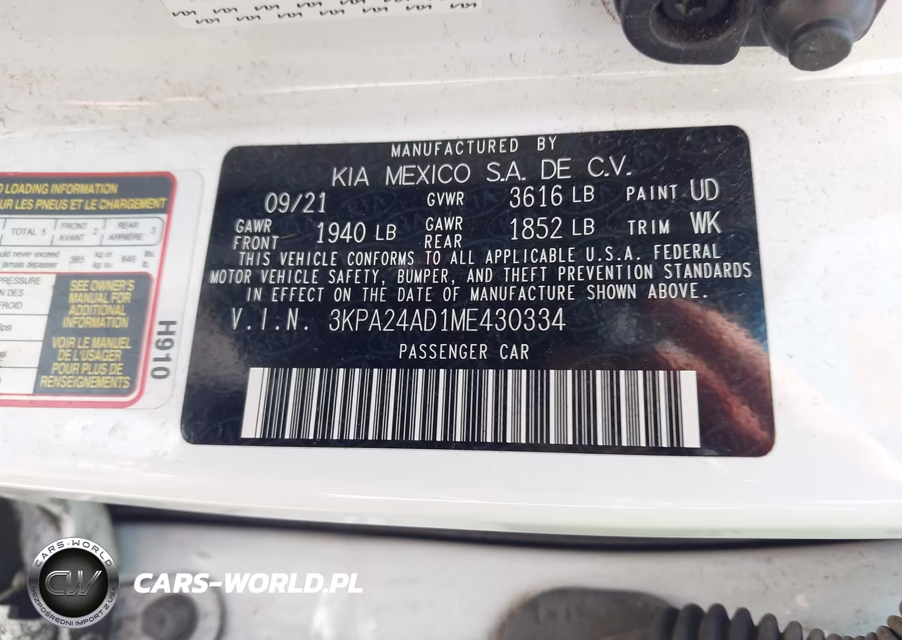 2021 Kia Rio S VIN:3KPA24AD1ME430334 - 9