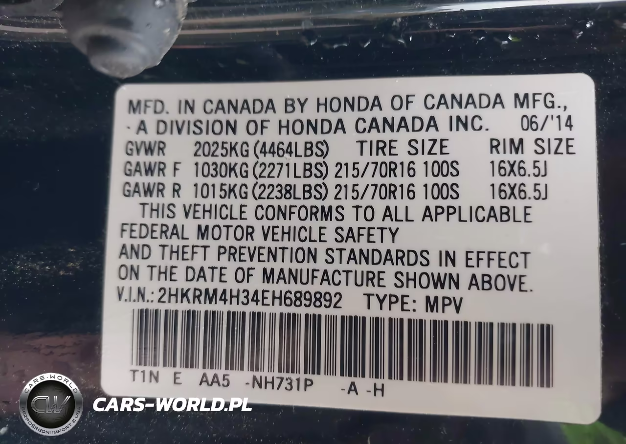 2014 Honda Cr-V Lx VIN:2HKRM4H34EH689892 - 9