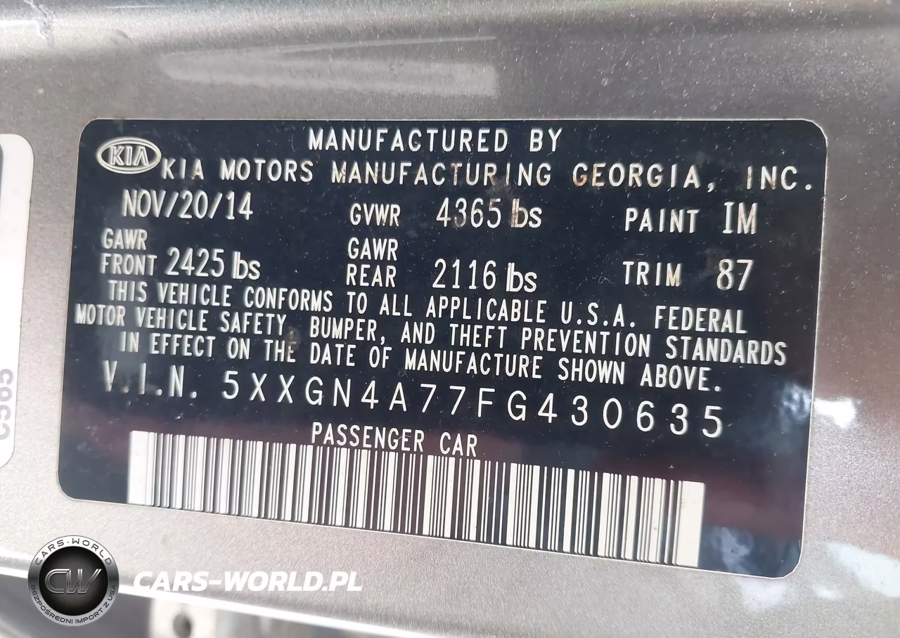 2015 Kia Optima Ex VIN:5XXGN4A77FG430635 - 9