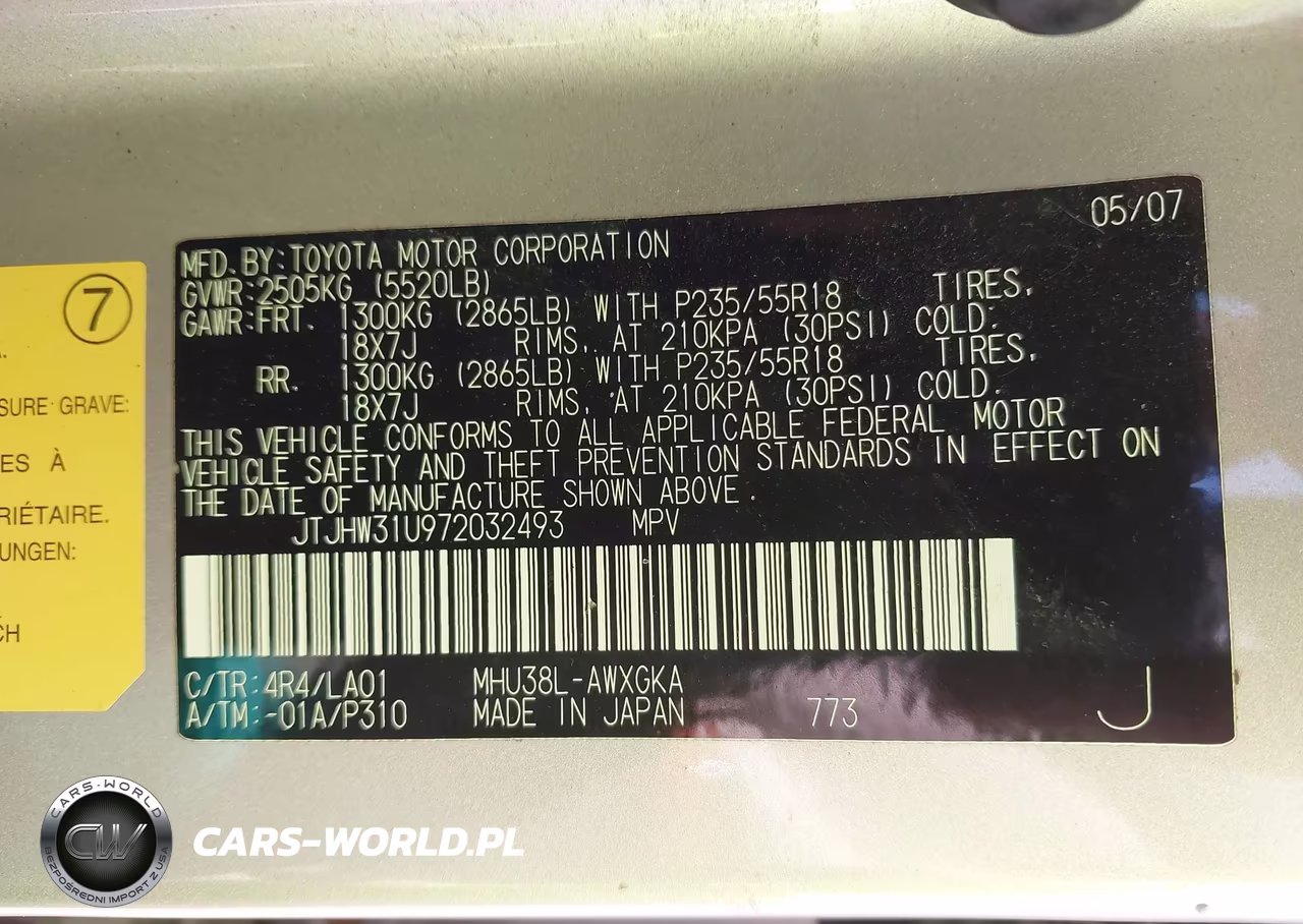 2007 Lexus Rx 400H VIN:JTJHW31U972032493 - 9