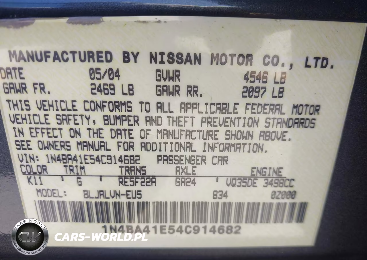 2004 Nissan Maxima 3.5 Se VIN:1N4BA41E54C914682 - 9