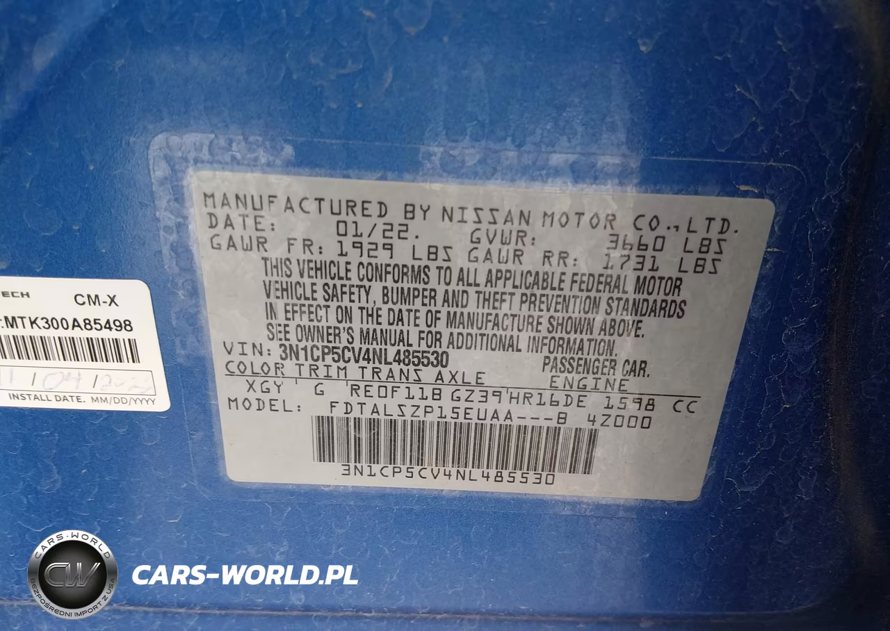 2022 Nissan Kicks Sv Xtronic Cvt VIN:3N1CP5CV4NL485530 - 9