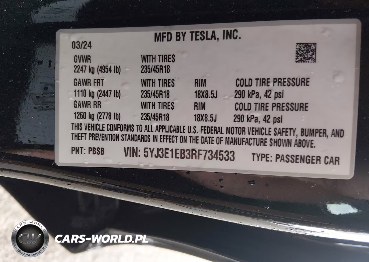 2024 Tesla Model 3 Long Range Dual Motor All-Wheel Drive VIN:5YJ3E1EB3RF734533 - 9