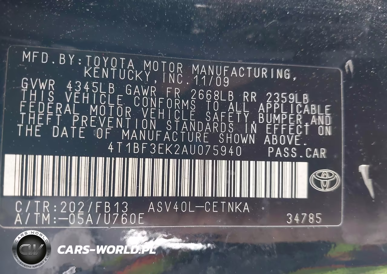 2010 Toyota Camry VIN:4T1BF3EK2AU075940 - 9