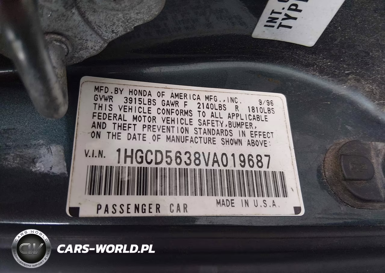 1997 Honda Accord Lx VIN:1HGCD5638VA019687 - 9