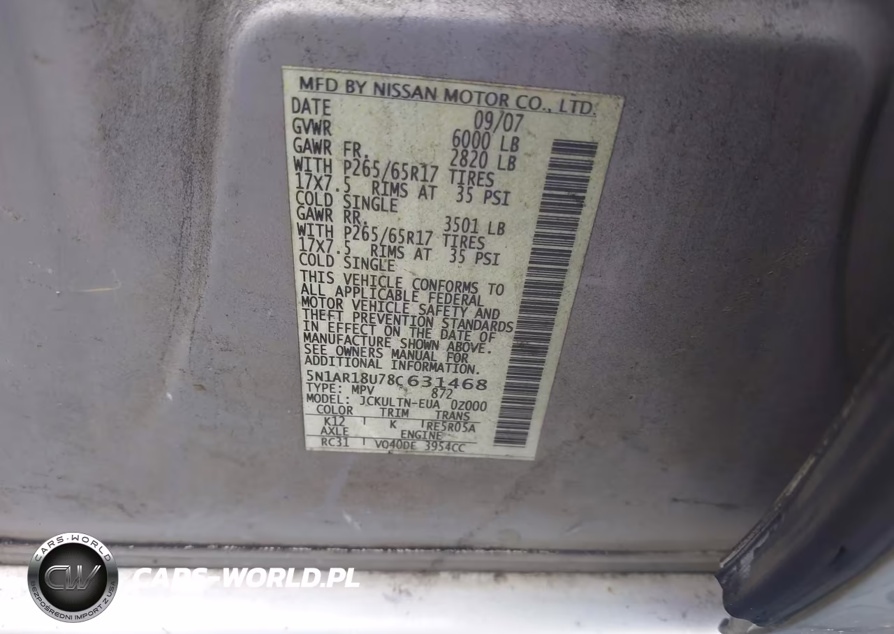 2008 Nissan Pathfinder Se VIN:5N1AR18U78C631468 - 9