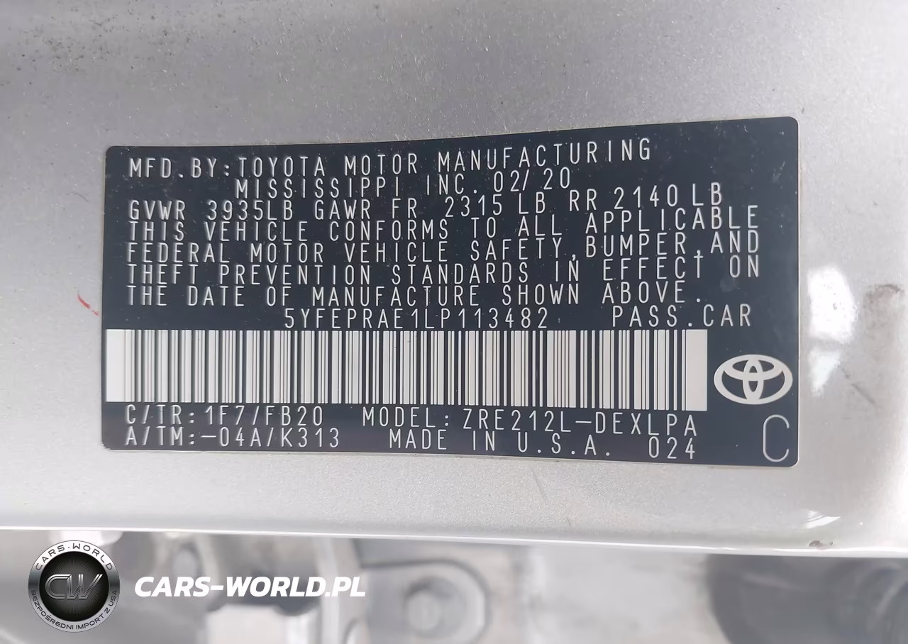 2020 Toyota Corolla Le VIN:5YFEPRAE1LP113482 - 9