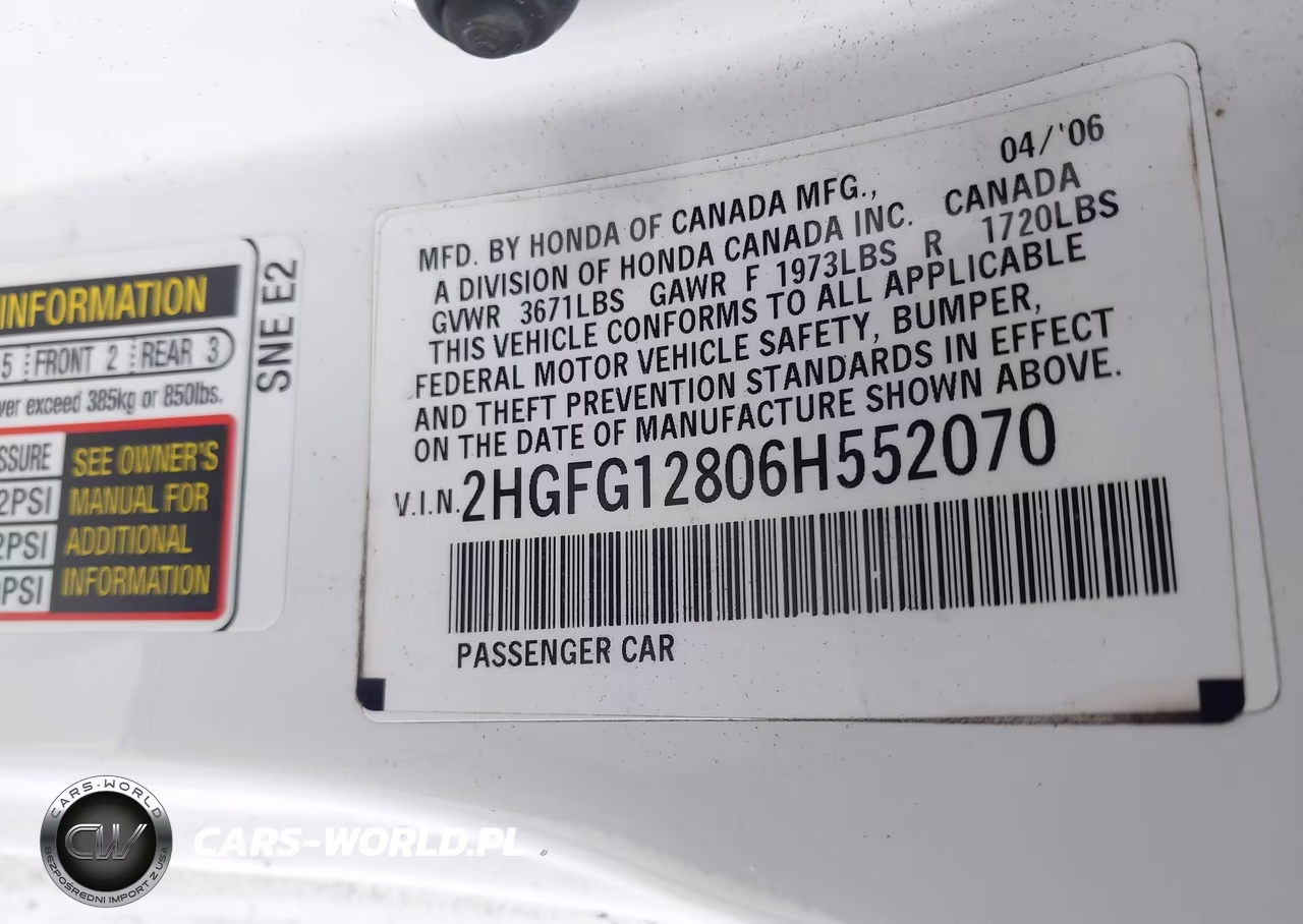 2006 Honda Civic Ex VIN:2HGFG12806H552070 - 9