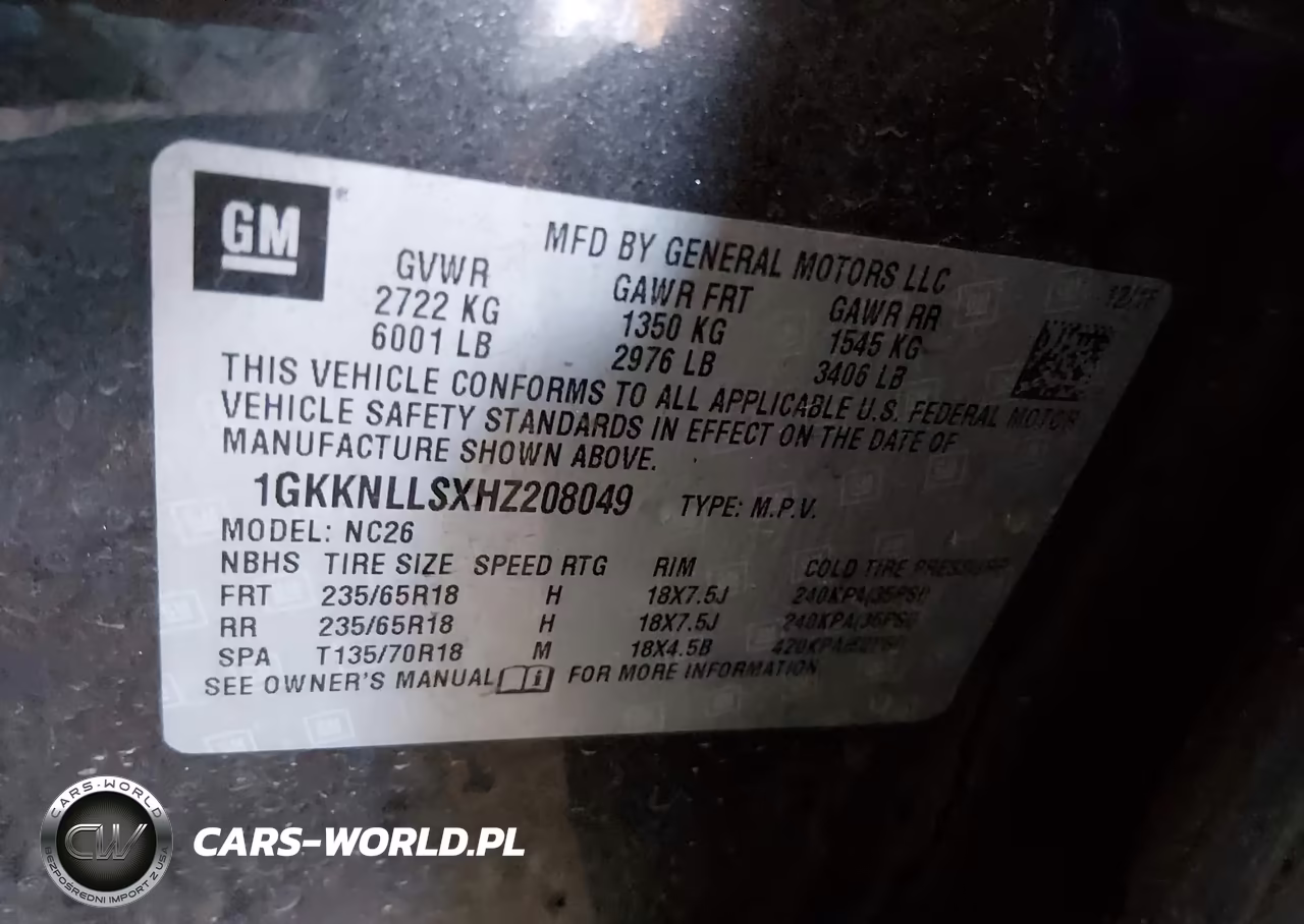2017 GMC Acadia Sle-2 VIN:1GKKNLLSXHZ208049 - 9
