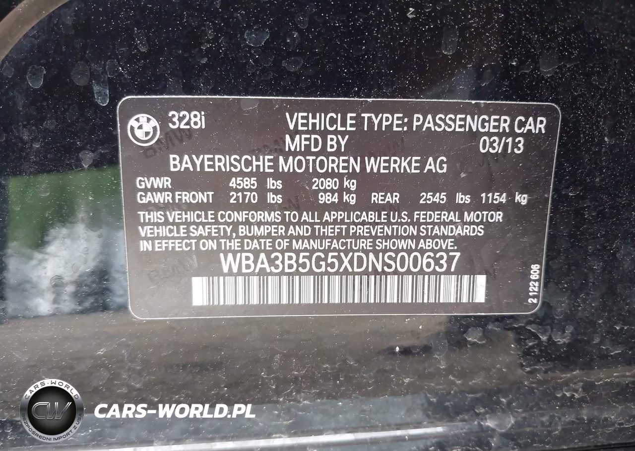 2013 BMW 328I xDrive VIN:WBA3B5G5XDNS00637 - 9