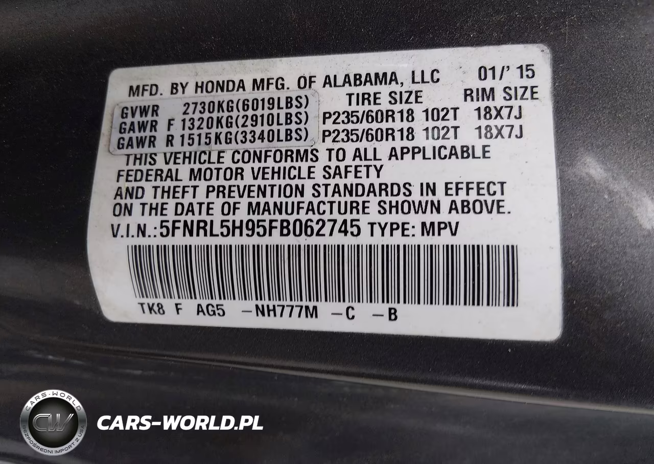 2015 Honda Odyssey Touring-Touring Elite VIN:5FNRL5H95FB062745 - 9