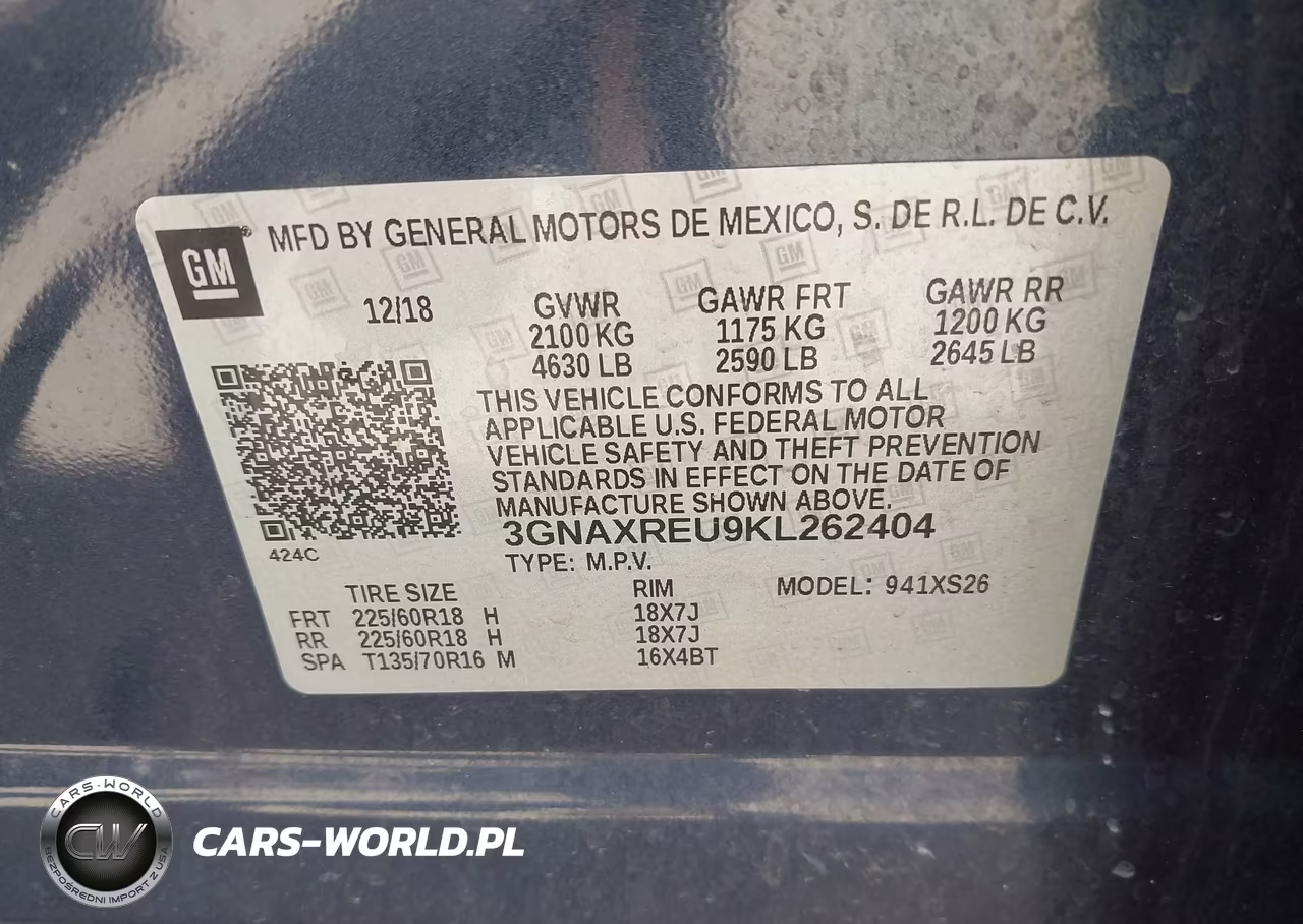 2019 Chevrolet Equinox Premier VIN:3GNAXREU9KL262404 - 9