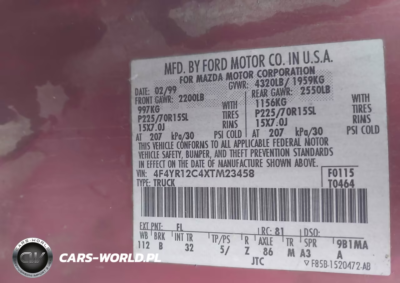 1999 Mazda B2500 Se-Sx-Tl VIN:4F4YR12C4XTM23458 - 9