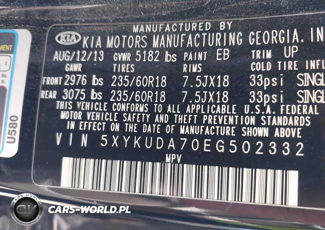 2014 Kia Sorento Ex V6 VIN:5XYKUDA70EG502332 - 9