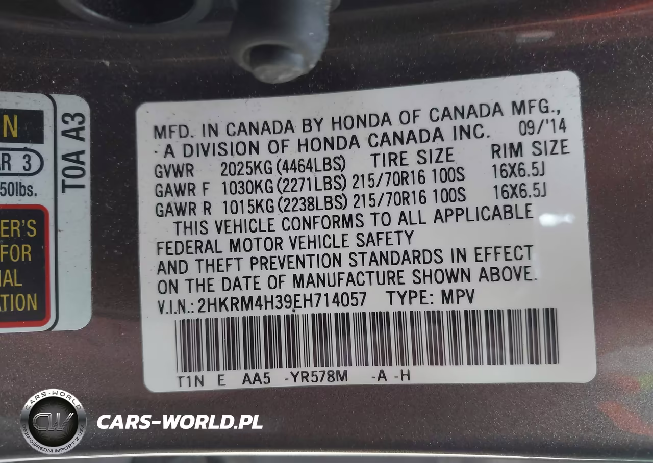2014 Honda Cr-V Lx VIN:2HKRM4H39EH714057 - 9