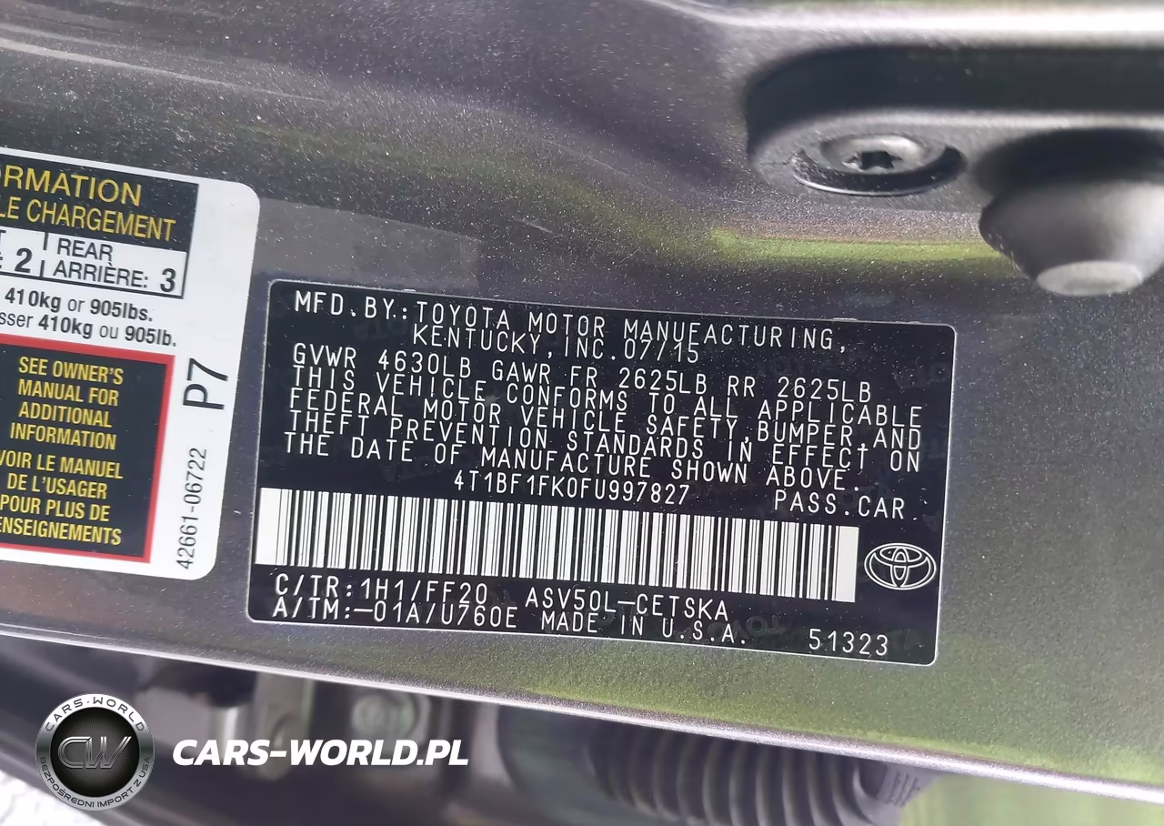 2015 Toyota Camry Se VIN:4T1BF1FK0FU997827 - 9