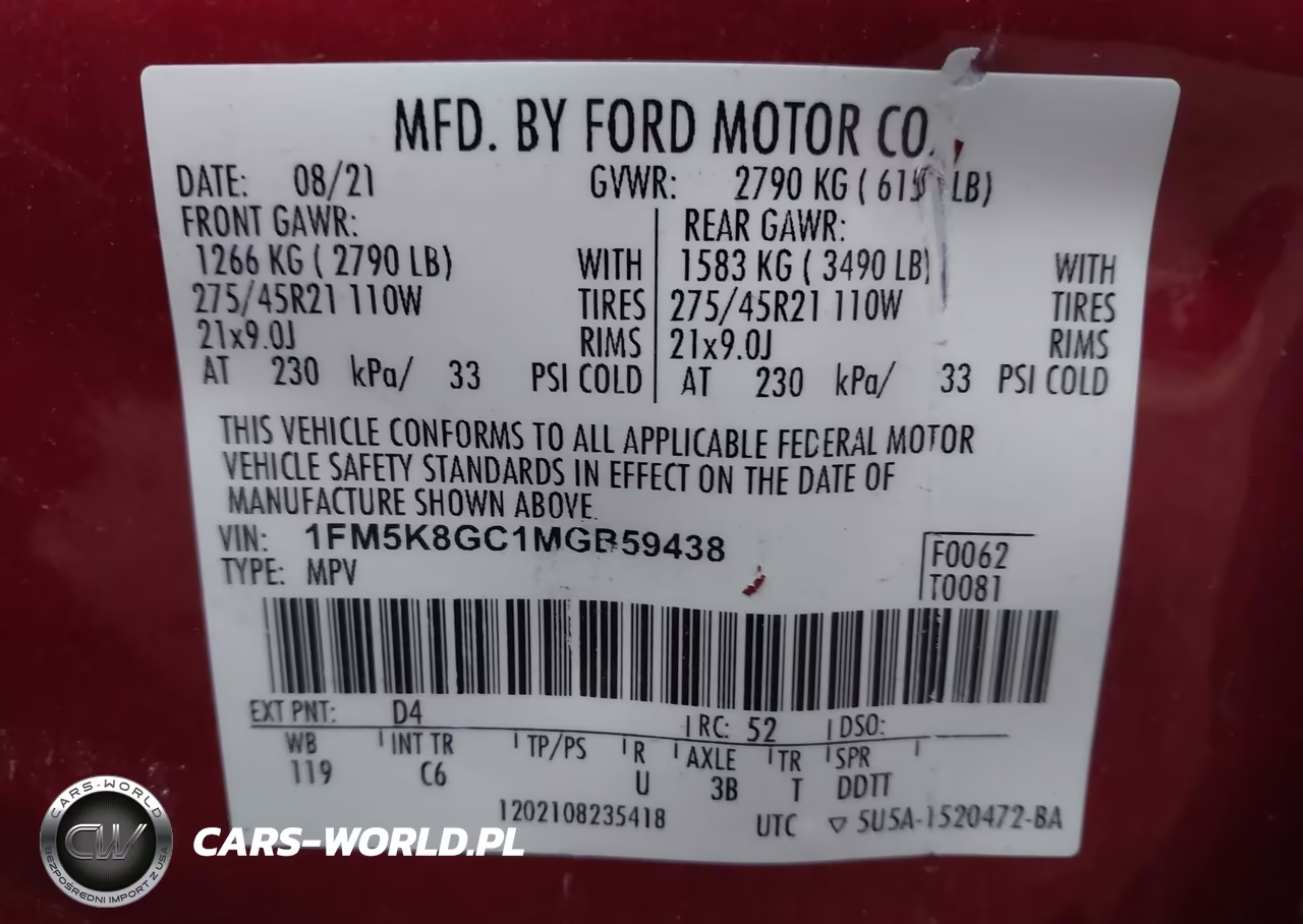 2021 Ford Explorer St VIN:1FM5K8GC1MGB59438 - 9