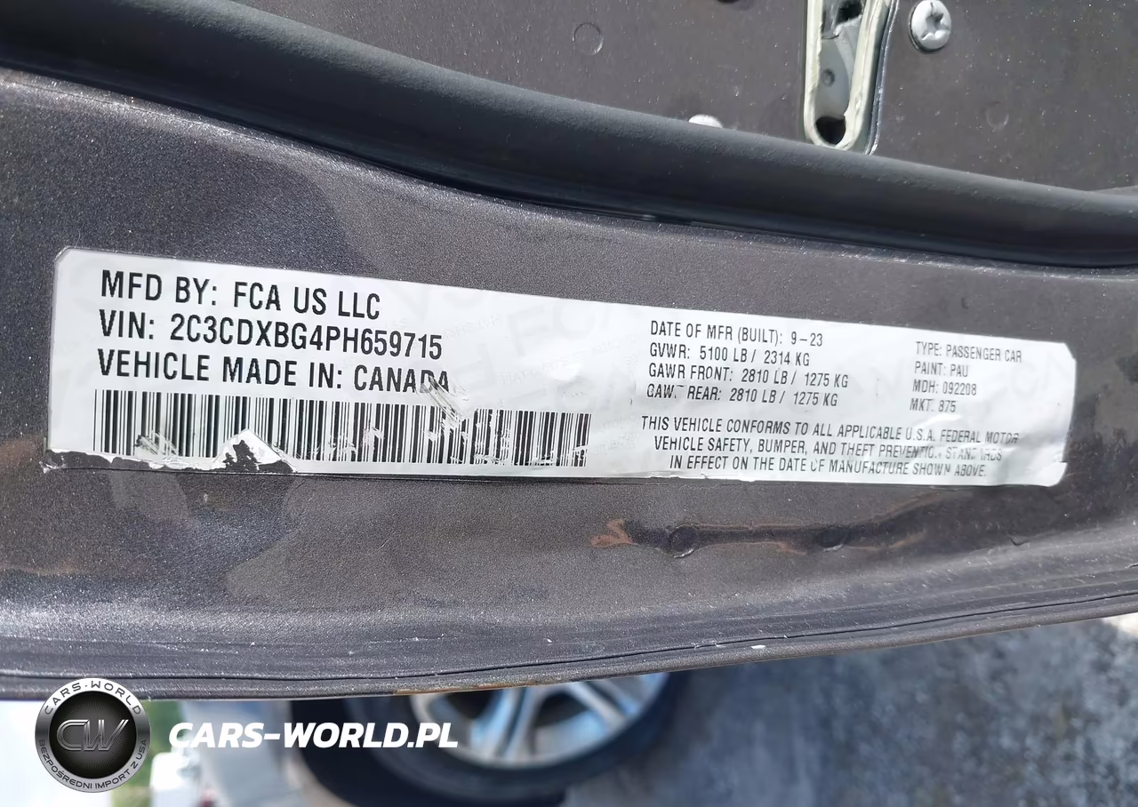 2023 Dodge Charger Sxt VIN:2C3CDXBG4PH659715 - 9