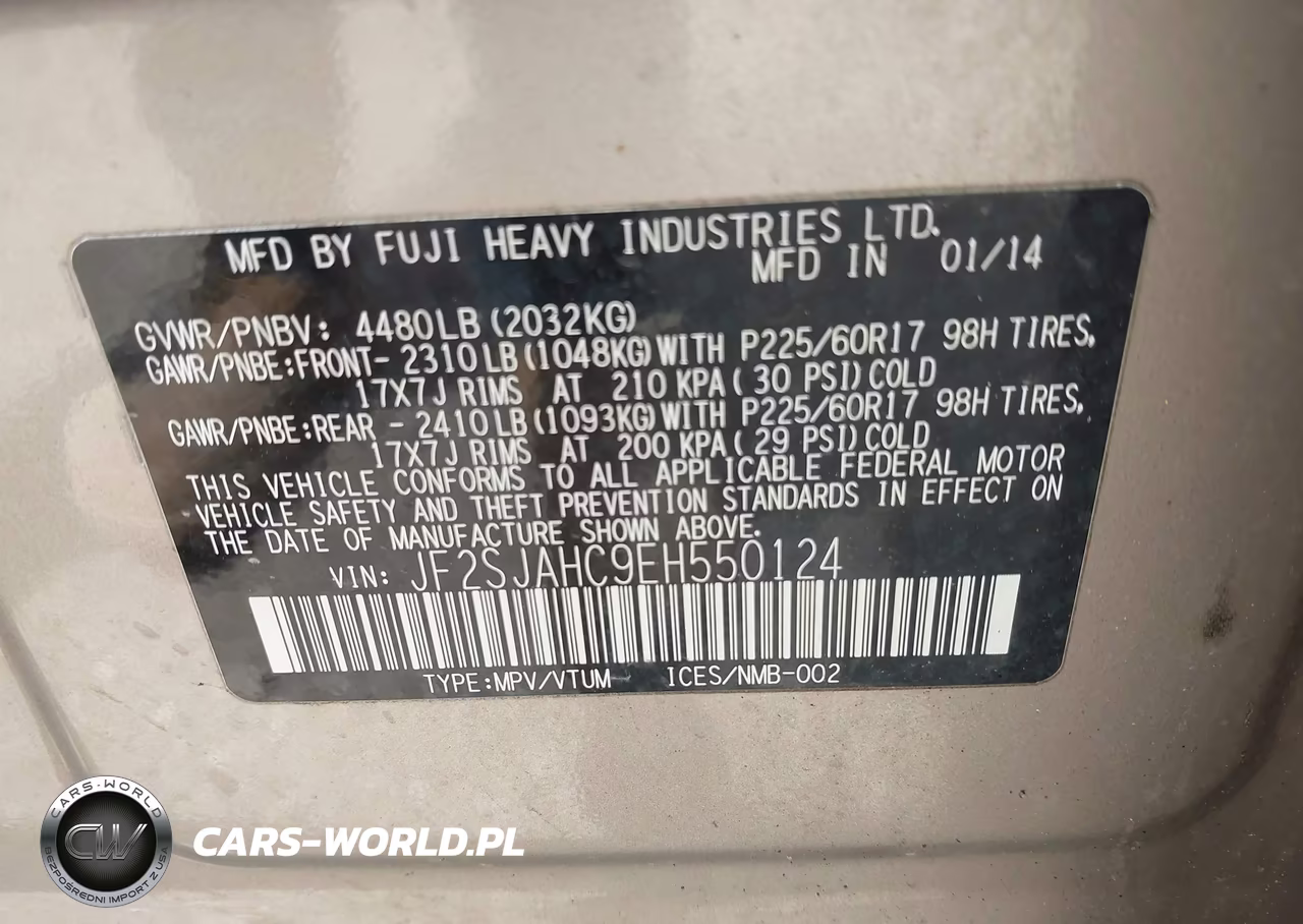 2014 Subaru Forester 2.5I Limited VIN:JF2SJAHC9EH550124 - 9