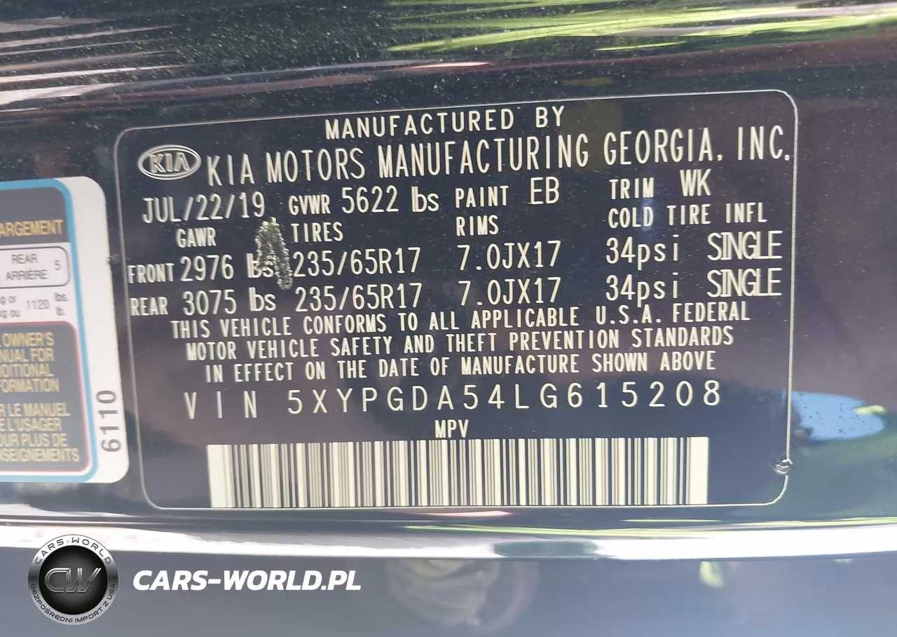 2020 Kia Sorento 3.3L Lx VIN:5XYPGDA54LG615208 - 9
