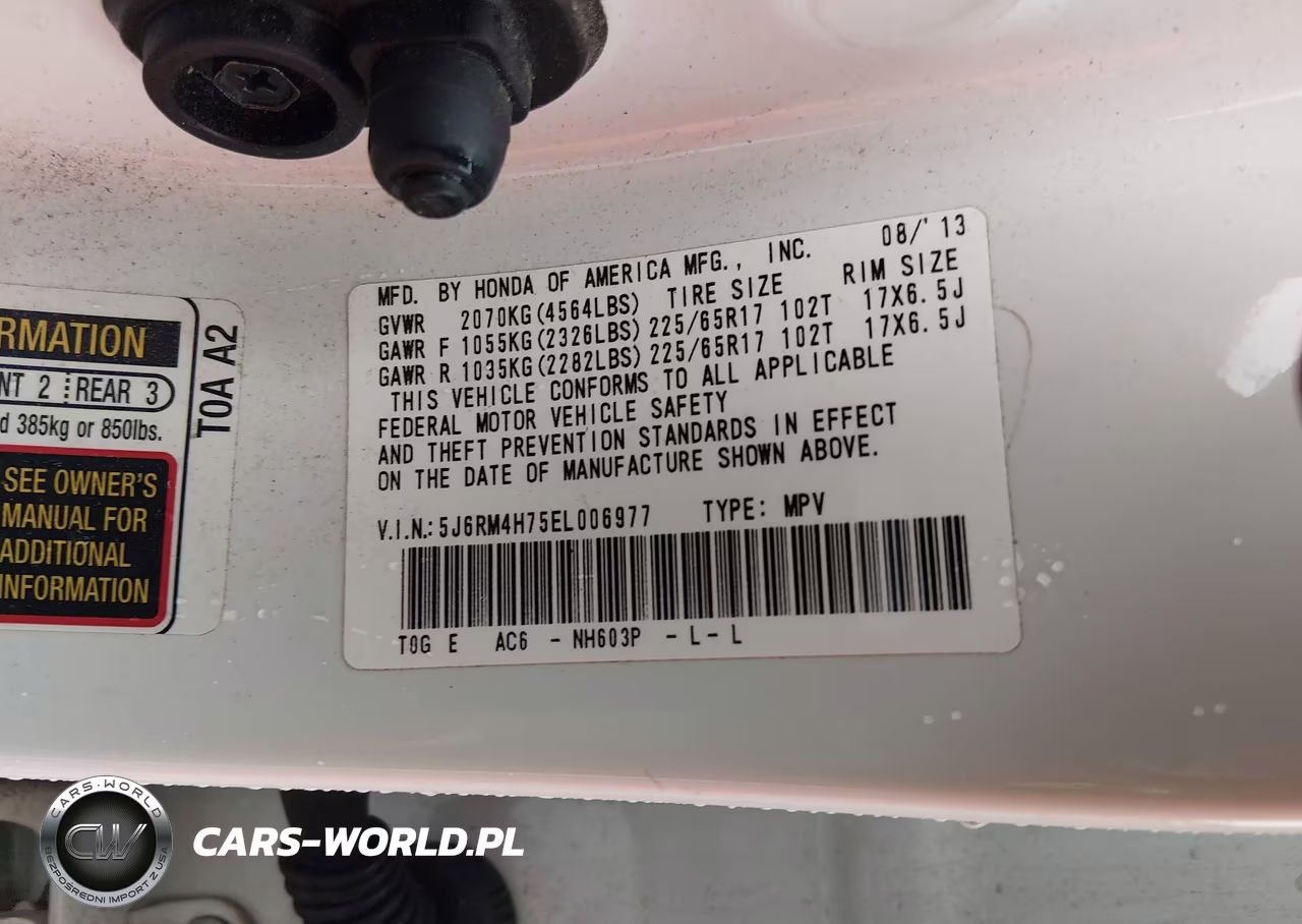 2014 Honda Cr-V Ex-L VIN:5J6RM4H75EL006977 - 9