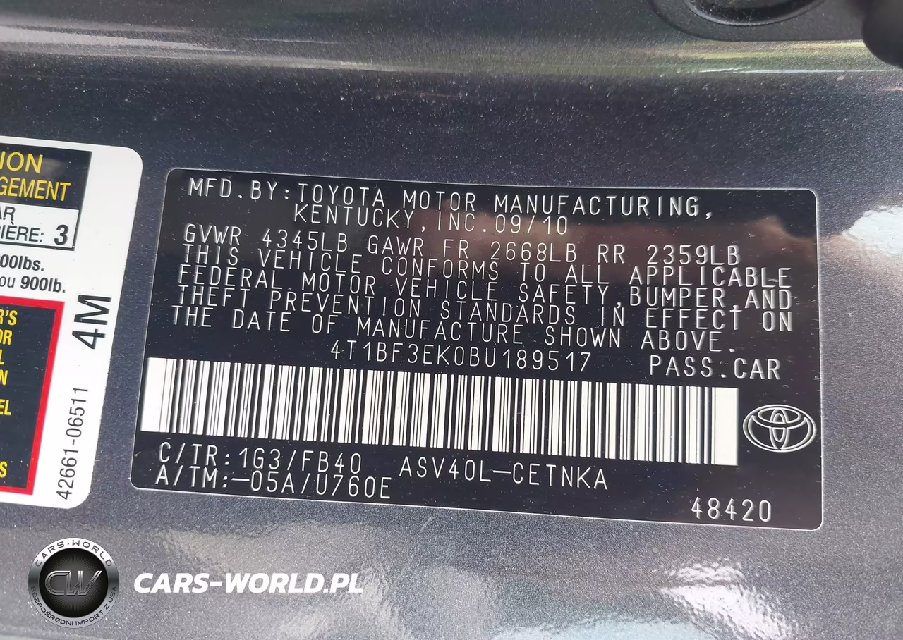 2011 Toyota Camry Le VIN:4T1BF3EK0BU189517 - 9