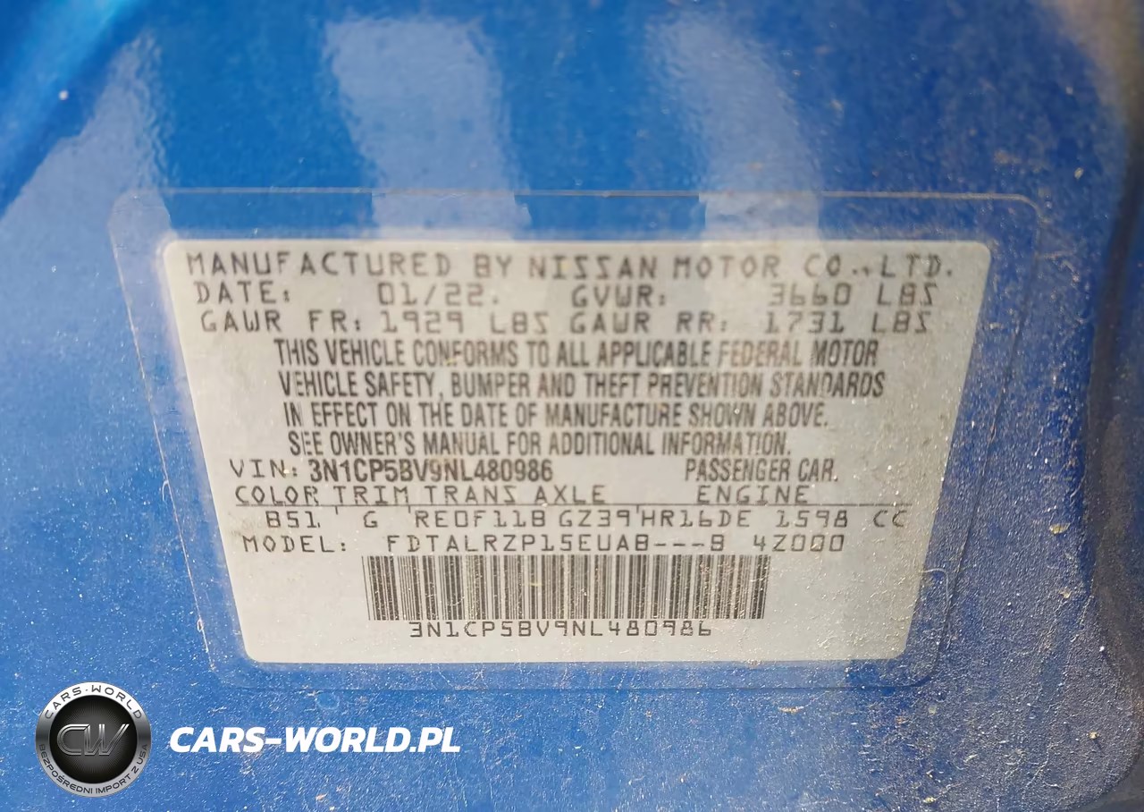 2022 Nissan Kicks S Xtronic Cvt VIN:3N1CP5BV9NL480986 - 9