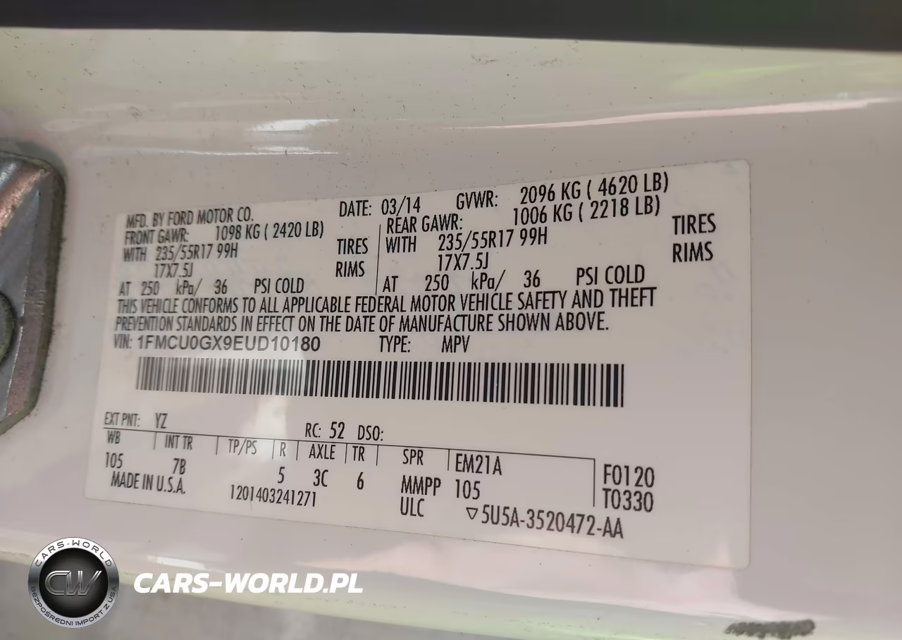 2014 Ford Escape Se VIN:1FMCU0GX9EUD10180 - 9
