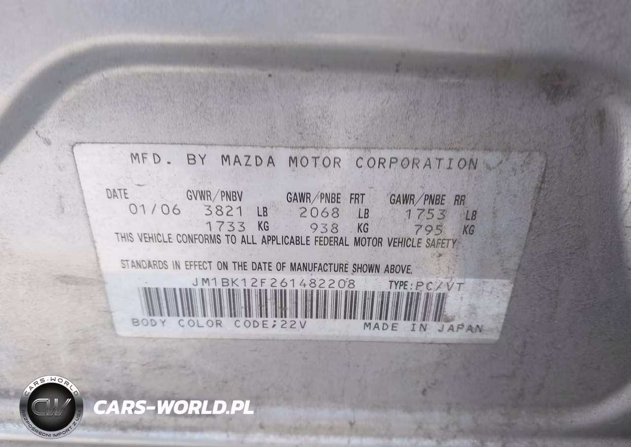 2006 Mazda Mazda3 I VIN:JM1BK12F261482208 - 9