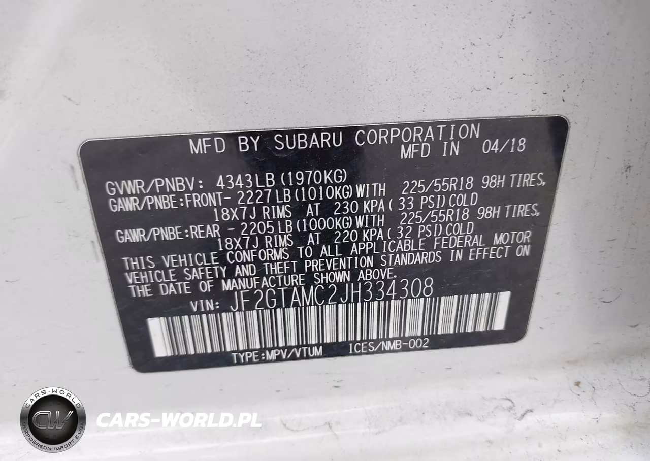 2018 Subaru Crosstrek 2.0I Limited VIN:JF2GTAMC2JH334308 - 9